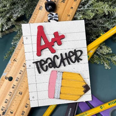 A+ Teacher Ornament - G71 for wholesale by Paisley Grace Makery