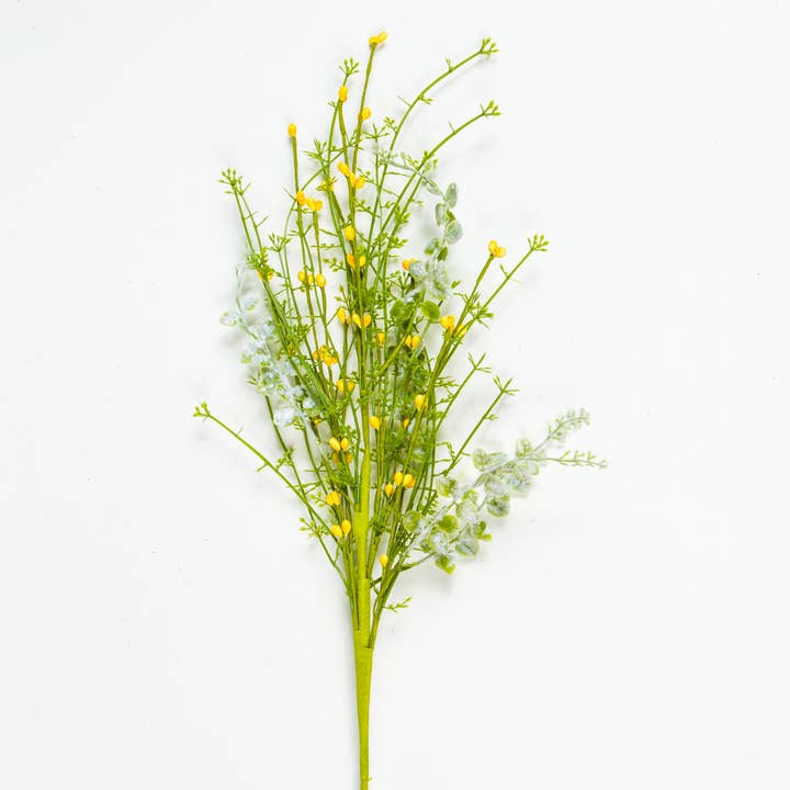 Rice Berry Spray With Plastic Greenery, 22in, Hw, Yellow for wholesale by KMI International Corp.