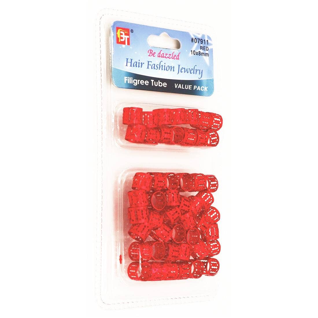 KT Supply - Wholesale Hair Tie - Hair Braid Tube, 10mm x 8mm, Red, 50/PK0