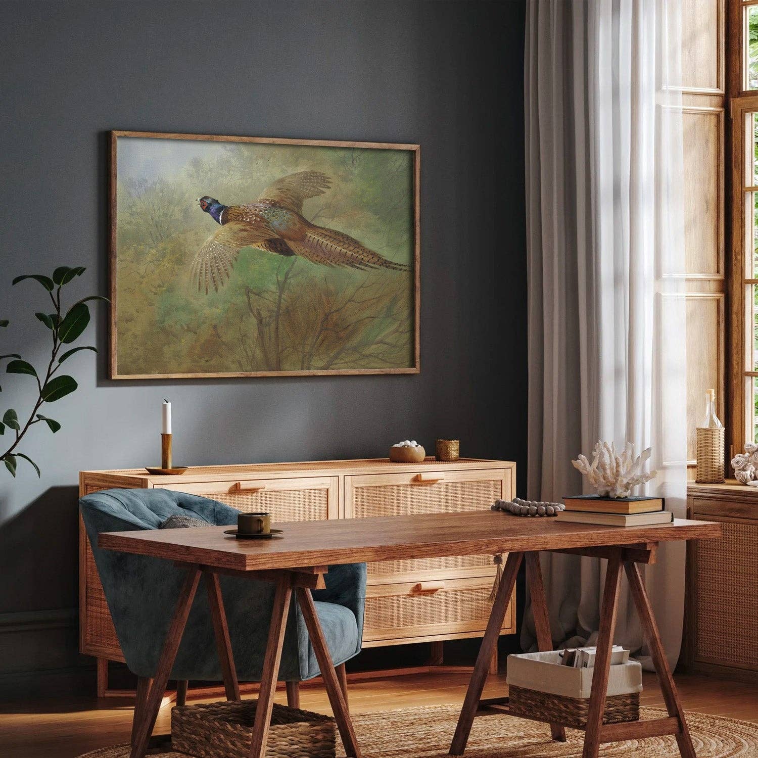 Paper House Print Shop - Wholesale Art Print - Flying Pheasant Thanksgiving Autumn Art Print2