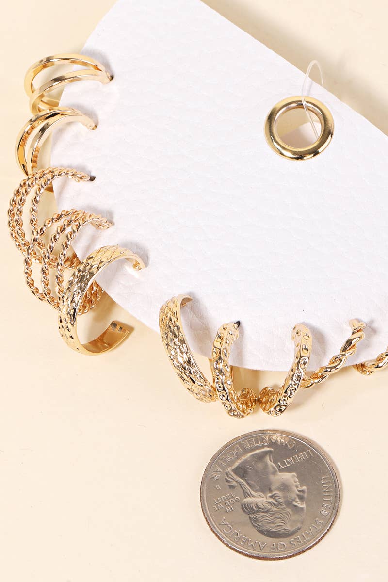 Anarchy Street - Wholesale Jewelry Set - Textured Twist Hoop Earrings Set1