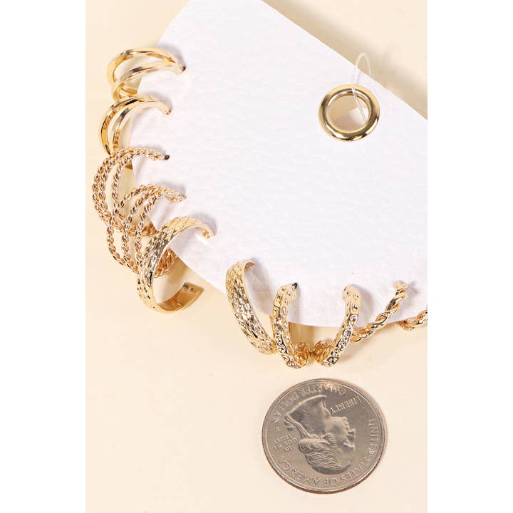 Anarchy Street - Wholesale Jewelry Set - Textured Twist Hoop Earrings Set1