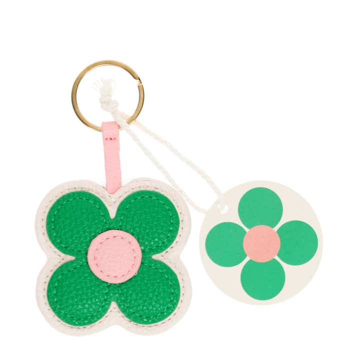 Faux leather keyring - Green daisy for wholesale by Rex B2B - UK