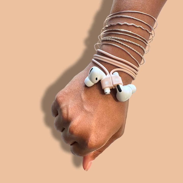 Tech Candy - Wholesale Earphone/Headphone Case - Unisex - Pod Squad Set of 2 Earbud Tethers : Pink/Natural2