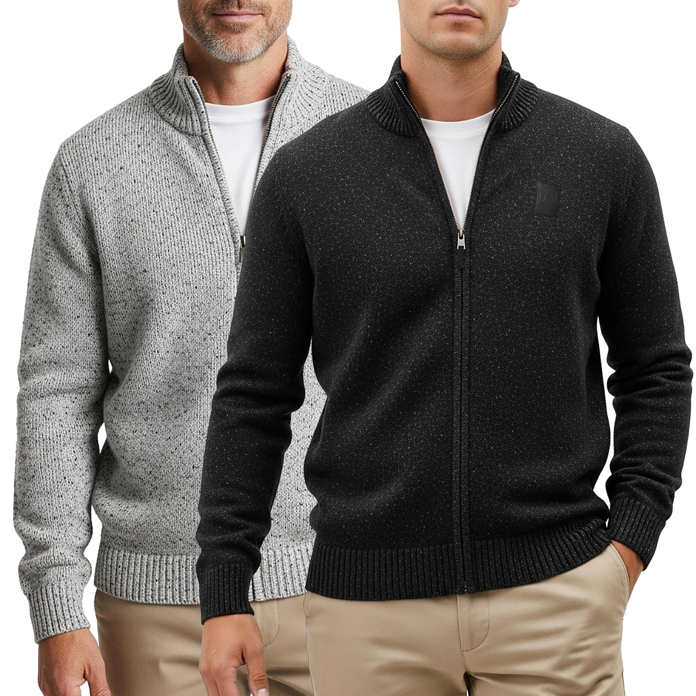 I-Wear Brands - Vendita all'ingrosso Maglione tricot - Uomo - Cardigan da uomo in maglia 100% cotone con cerniera completa3