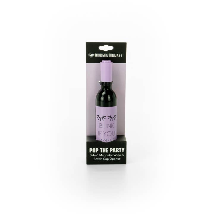 DM Merchandising - Wholesale Bottle/Wine Opener - Pop The Party 3-in-1 Magnetic Wine & Bottle Cap Opener
