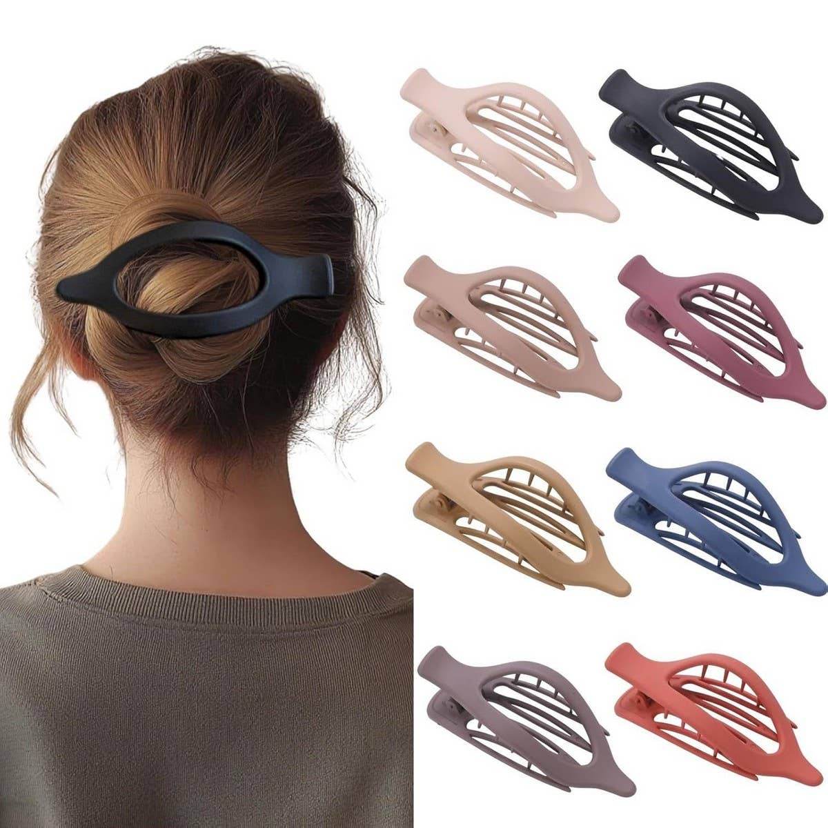 ACCITY - Wholesale Hair Clip - Women's - Glossy Matte Oval Hair Clip-Large Duckbill Style_CWAHA074791