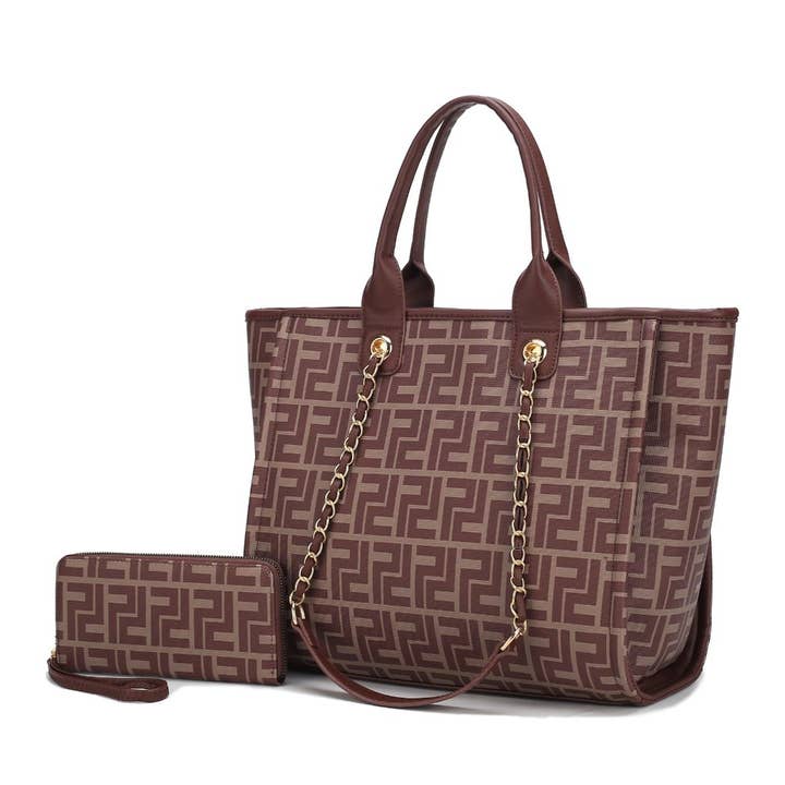 MKF Collection - Venta al por mayor Bolsa de asa- Mujer - Bolso de mano Marlene de piel vegana para mujer con cartera de Mia K11