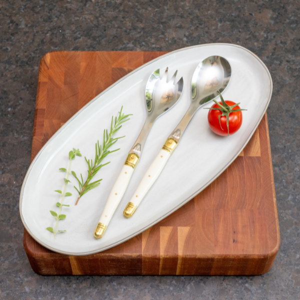 The French Farm - Wholesale Dinnerware Set - Jean Dubost Salad Servers with Ivory Colored Handles1