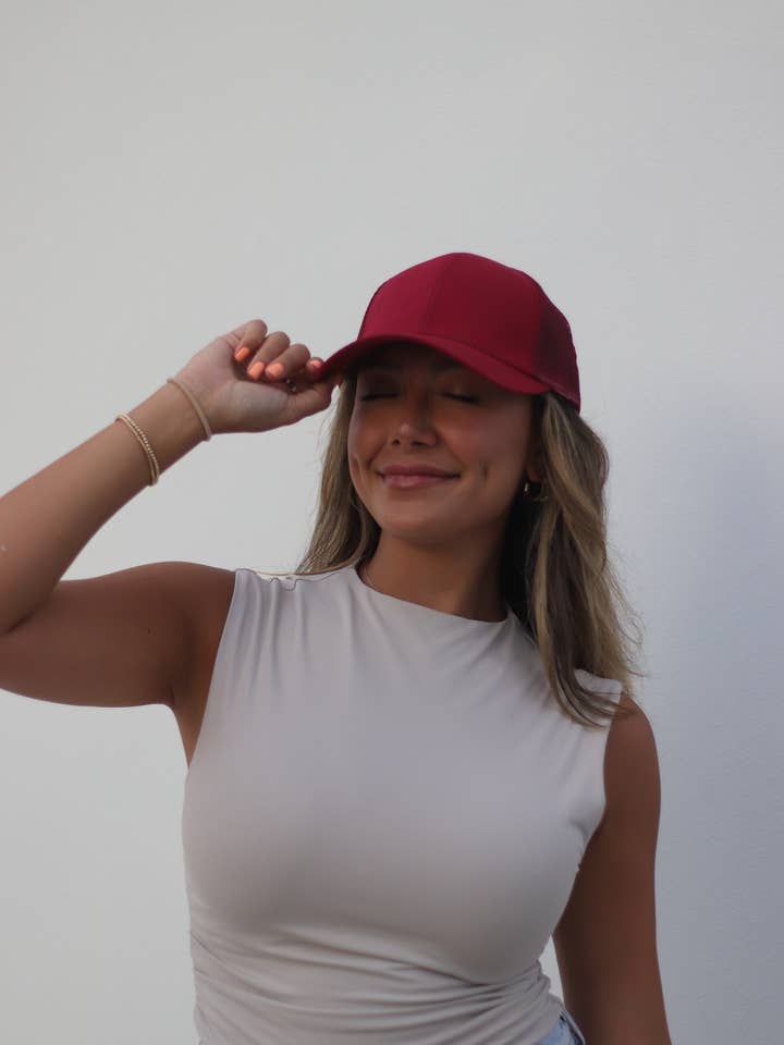 High Ponytail Hat with Mesh, Red for wholesale by GRACE+EMMA by Southern Grace