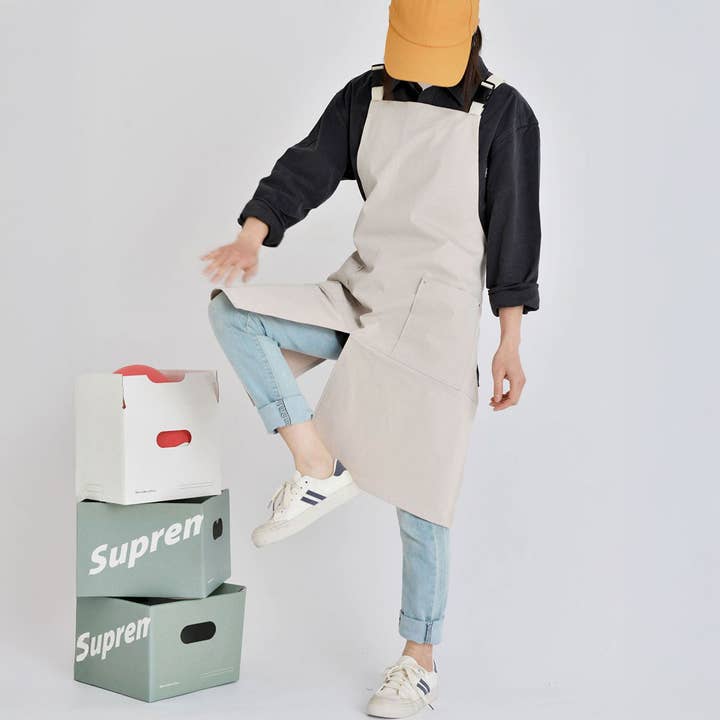 ACCITY - Wholesale Apron - Cafe Restaurant Canvas Apron with pockets_CWMM3294