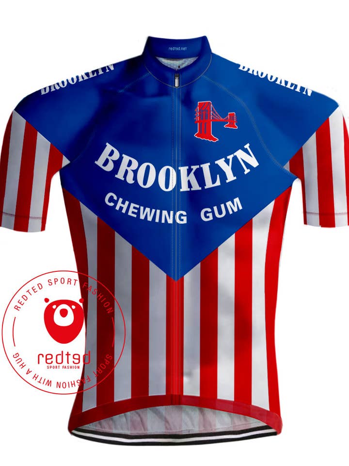 Retro Cycling Jersey Brooklyn Blue/Red - REDTED for wholesale by REDTED