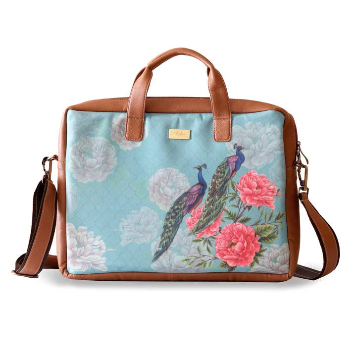 Sac pour ordinateur portable Peacocks and Peonies pour femme pour la vente par Kudrati LLC