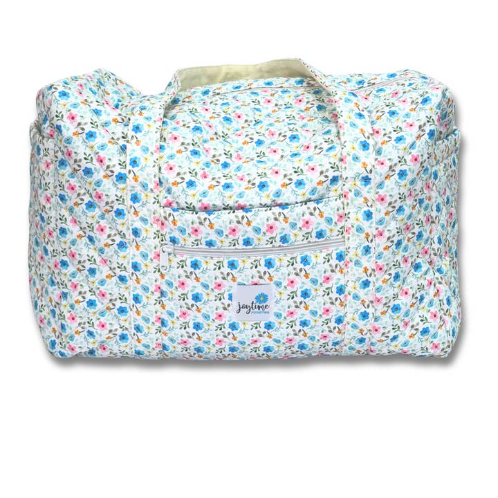 Weekender Quilted Bag - Pink and Blue Flowers for wholesale by Joytime Ministries