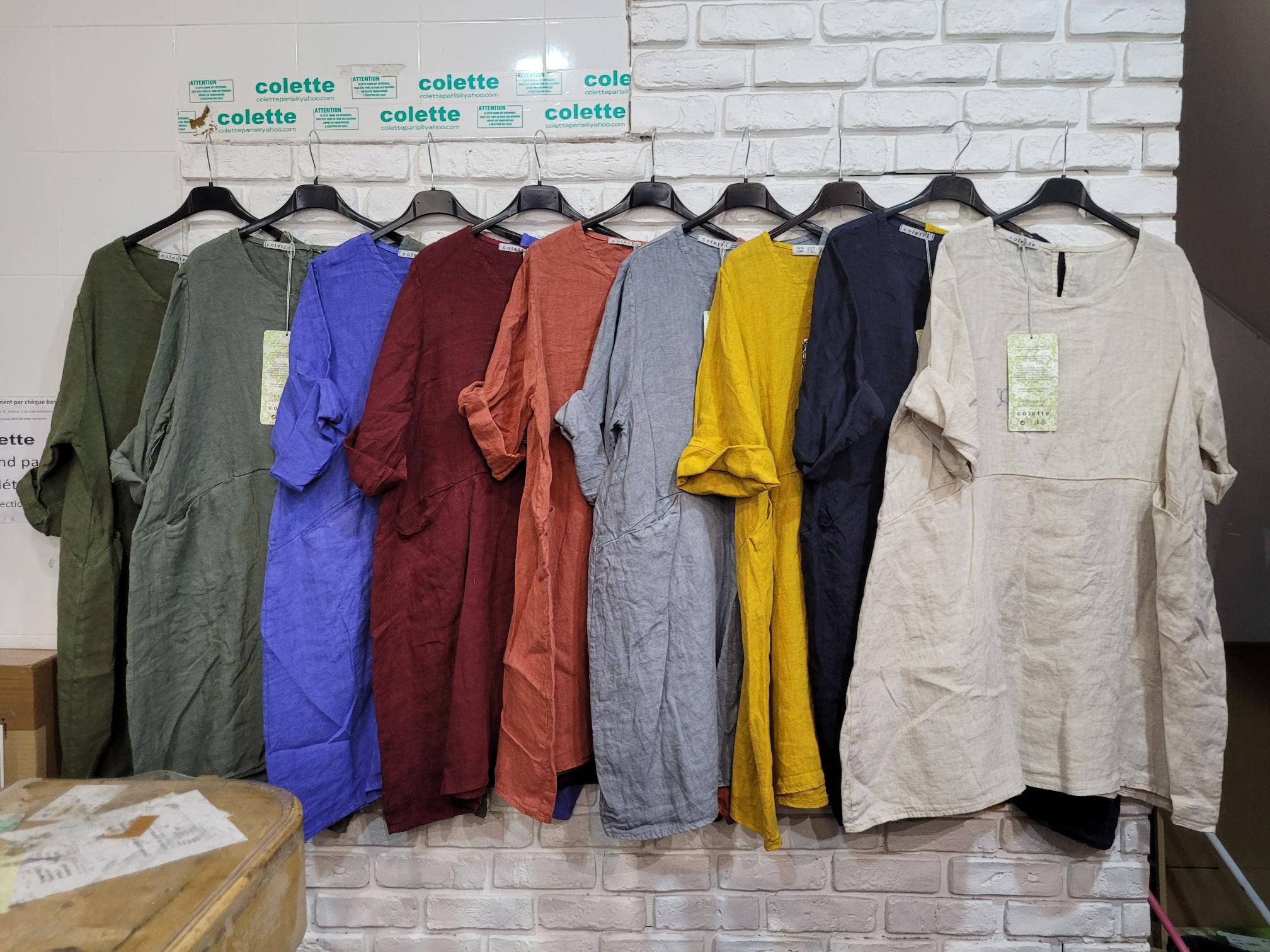 la maison des fibres naturelles – Engroshandel Kjole - Dame – Kort hørkjole med rund hals i 100 % hør 671924