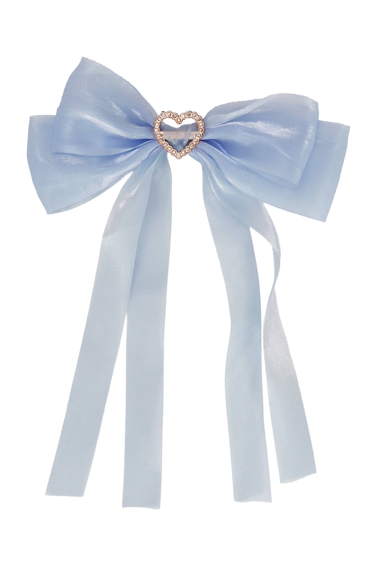 Cap Zone - Wholesale Hair Clip - Kids - Bling Heart Chiffon Polyester Ribbon Hair Clip8