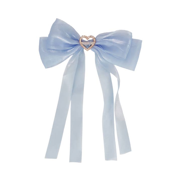 Cap Zone - Wholesale Hair Clip - Kids - Bling Heart Chiffon Polyester Ribbon Hair Clip8