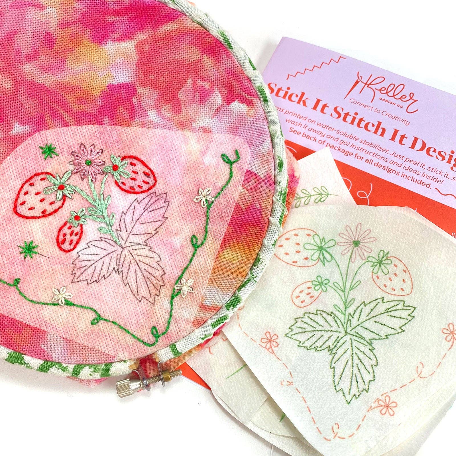 Keller Design Co. - Wholesale Embroidery/Cross Stitch Supplies - Stick It Stitch It Water Soluble Embroidery Patterns-Strawberry Patch8