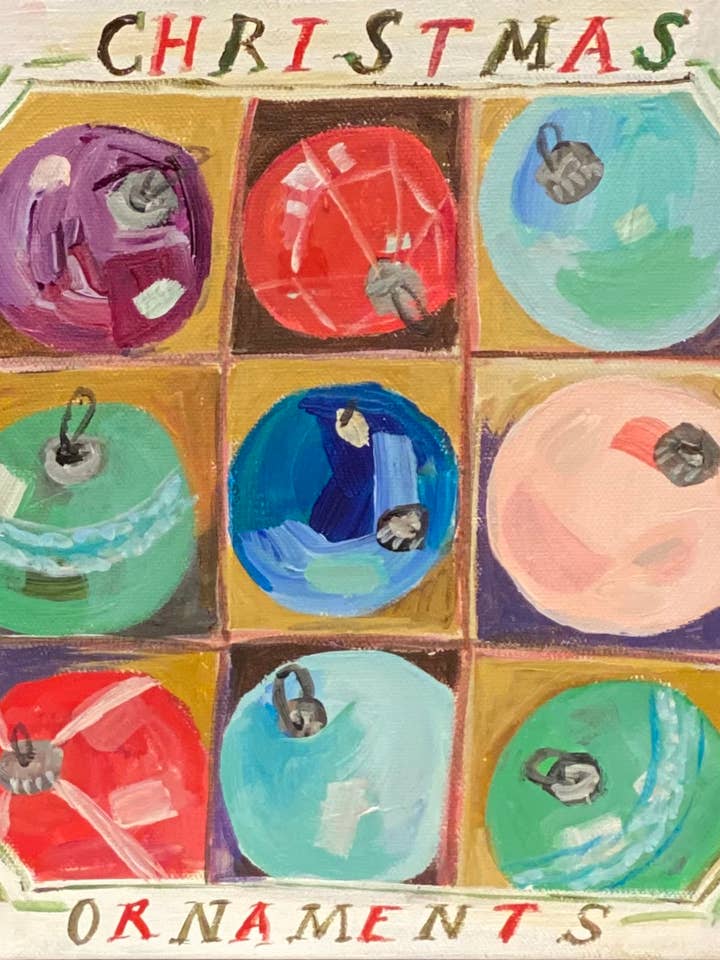 Vintage Ornaments Holiday Postcard for wholesale by Carpe Diem Papers