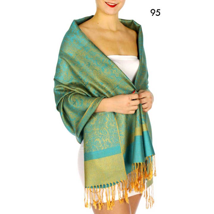 SERENITA - Wholesale Scarf - Women's - Jacquard Paisley Pashmina Scarf Reversible Shawl Wrap