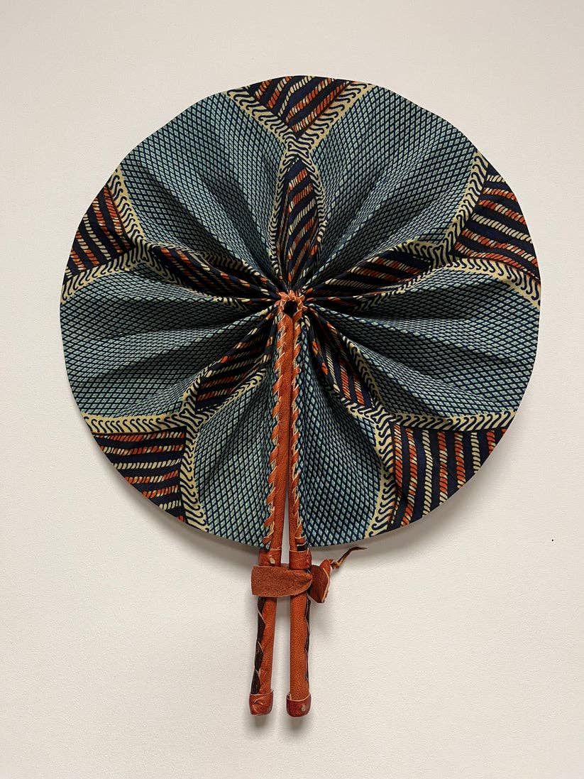 High crafty – wholesale Handheld folding fan – Colorful Fabric Fan | Handmade Folding Fan with Leather Hand0