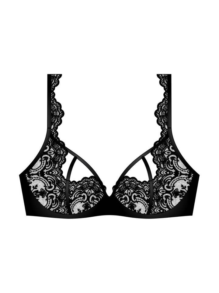 Black Ultra-soft Bra - Women's in scallop glamour lace for wholesale on Faire