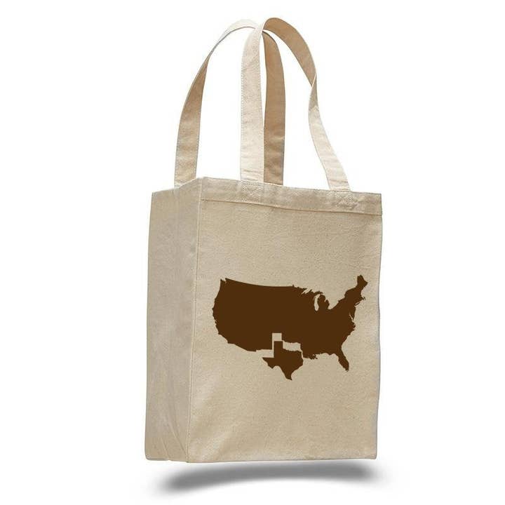 Tote bag natural em tela de algodão Texas por atacado de MISSION THREAD CLOTHING