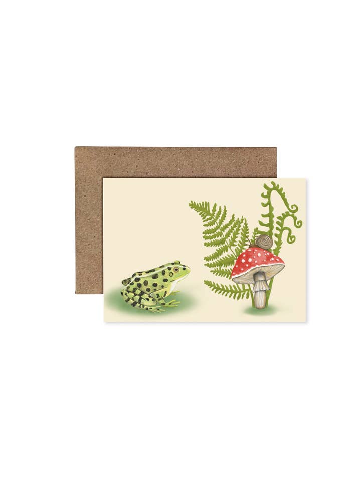Mushroom and Frog Mini Card for wholesale by Lucid Moon Studio, LLC