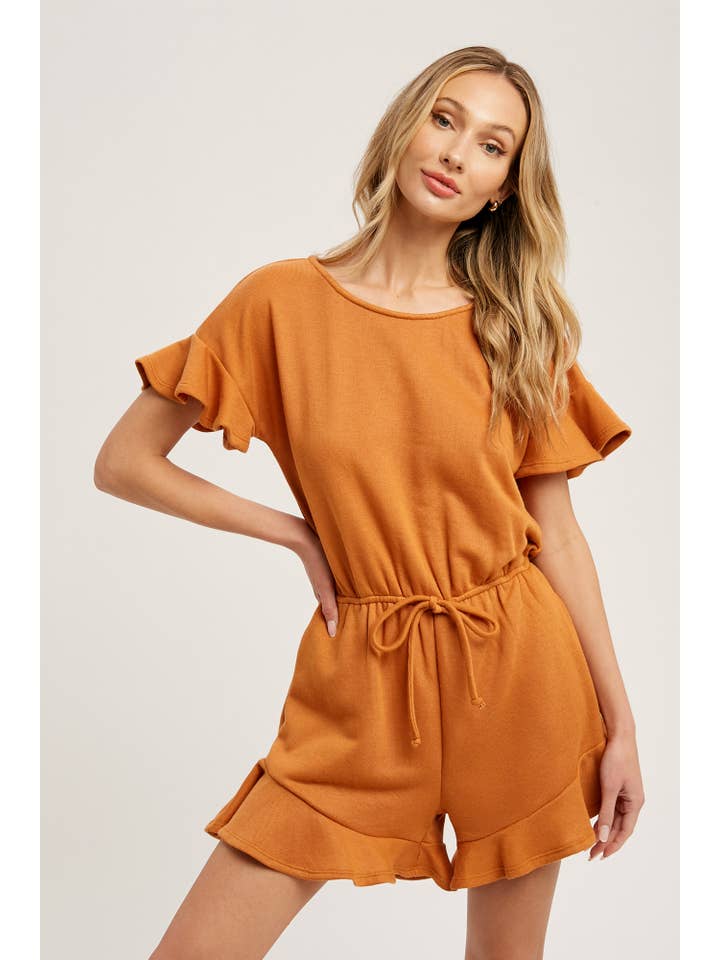 Bluivy - Wholesale Romper - Women's - Ruffle Hem Romper - Side Seam Pockets