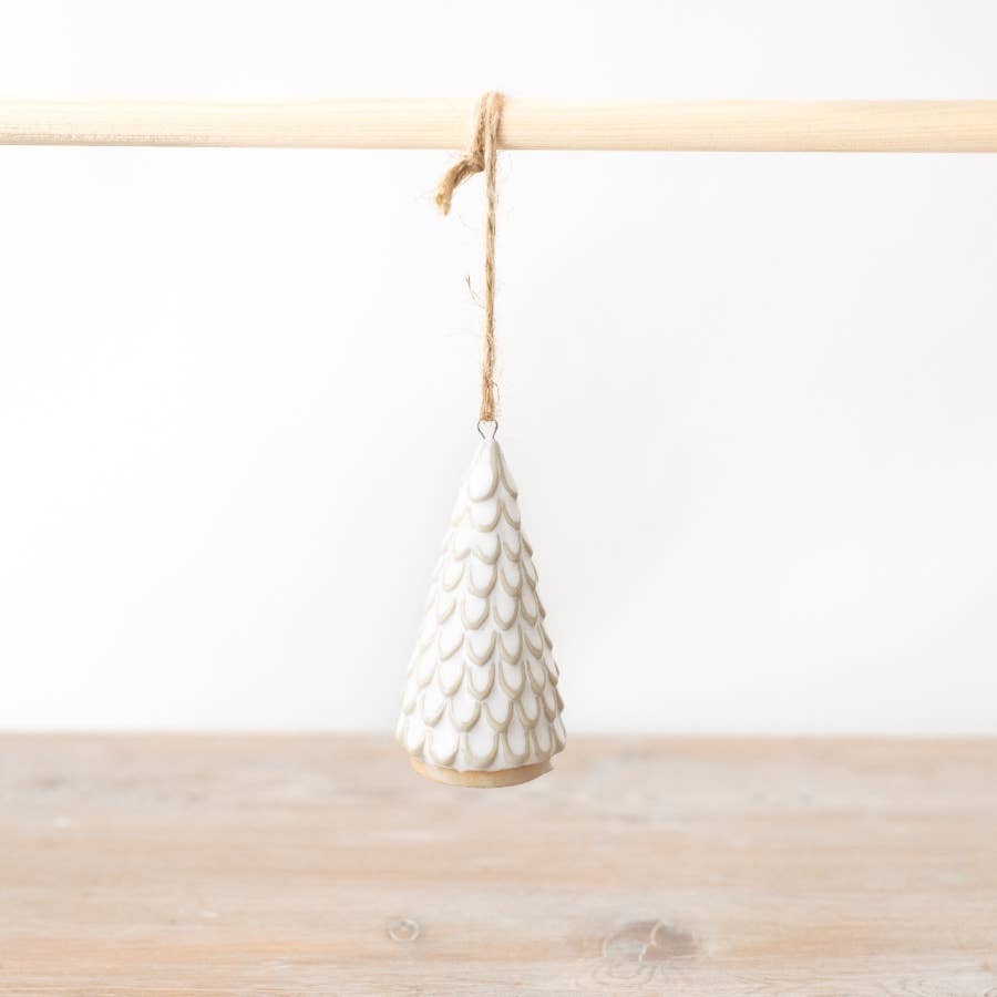 Gainsborough Giftware x Portland Living – wholesale Julgransmatta – Vit & Guld Träd Hängande Dekoration, 9cm0