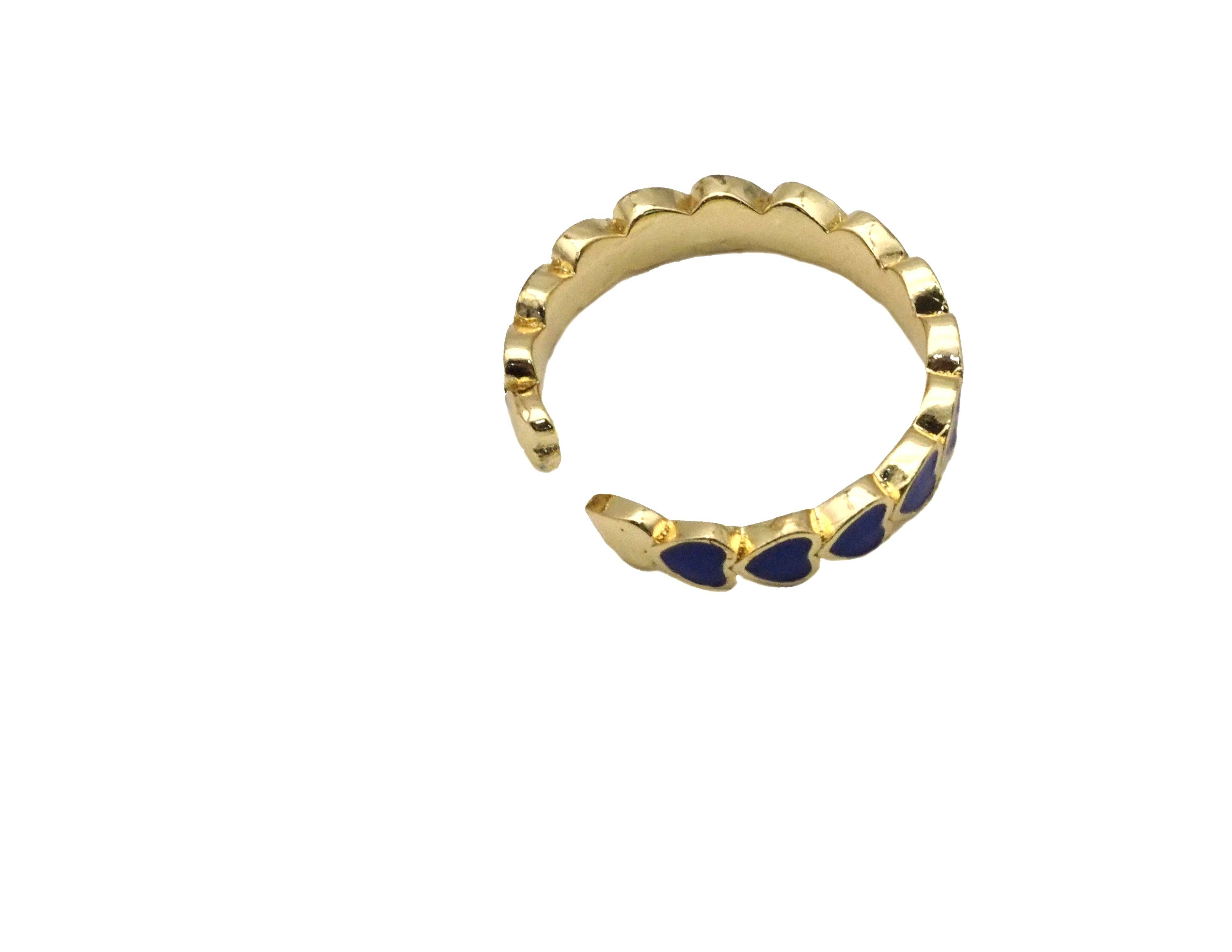 BestBeads&Beyond - Venta al por mayor Anillo de banda/apilable - Anillo ajustable en forma de corazón esmaltado de colores dorado, SKU #JL1733