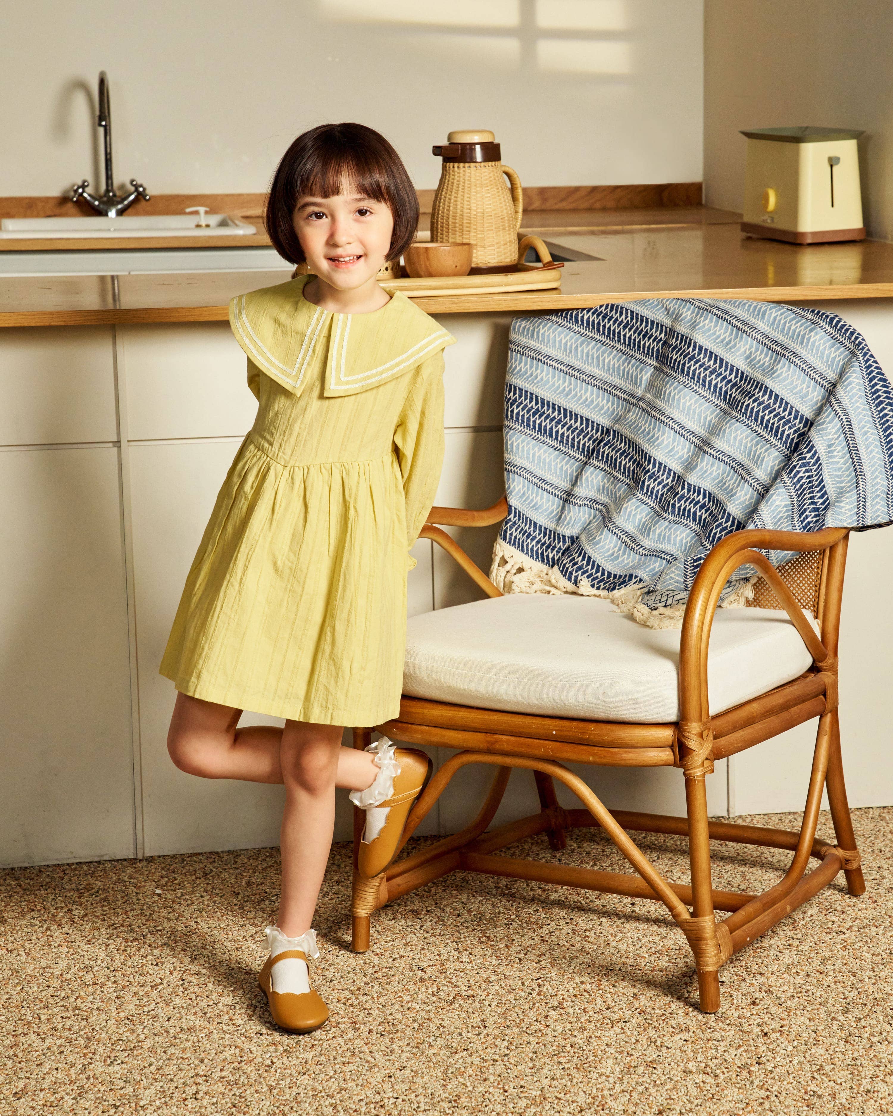 ToTo Heros - Wholesale Dress - Kids - Sarah Wide Collar Textured Dress1