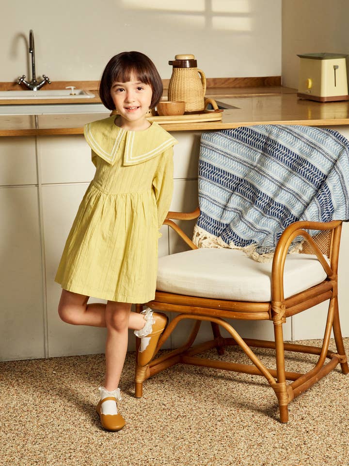 ToTo Heros - Wholesale Dress - Kids - Sarah Wide Collar Textured Dress1