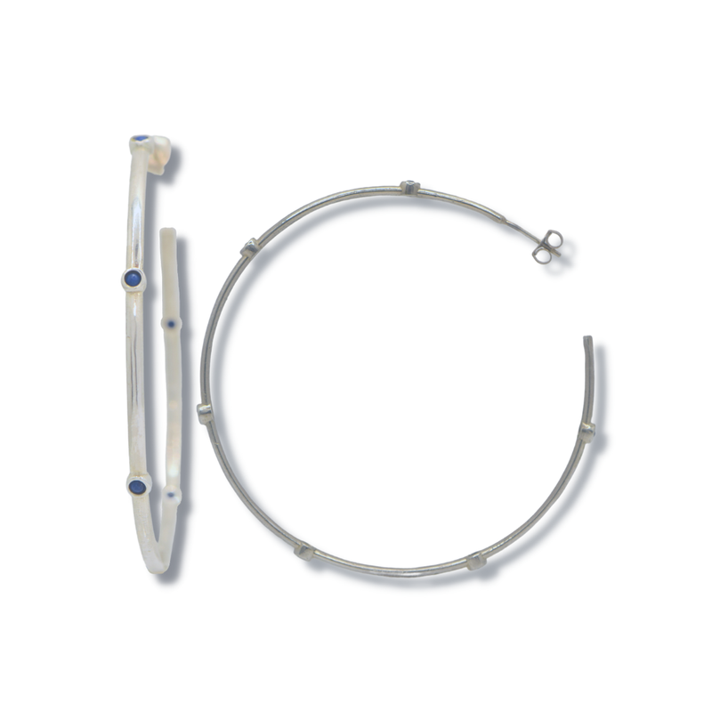 Argent Sterling Créoles en lapis-lazuli en vente sur Faire0