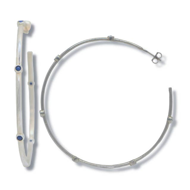 Argent Sterling Créoles en lapis-lazuli en vente sur Faire0