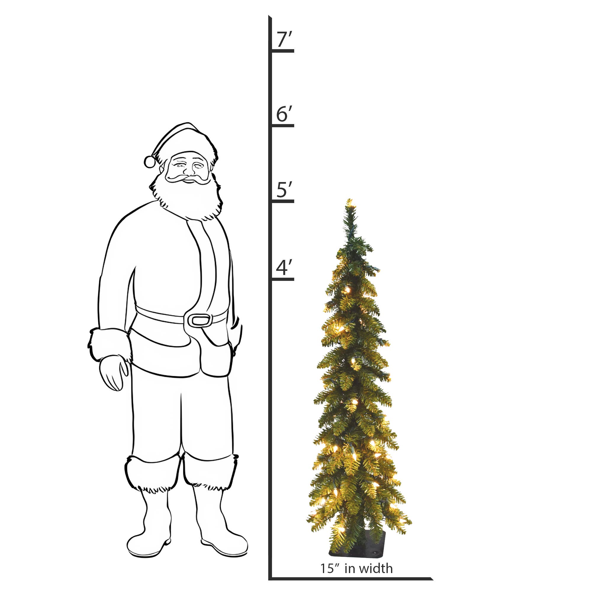Santa’s Workshop Inc. - Wholesale Artificial Christmas Tree - 5' Pencil Slim, 105 UL Lights2