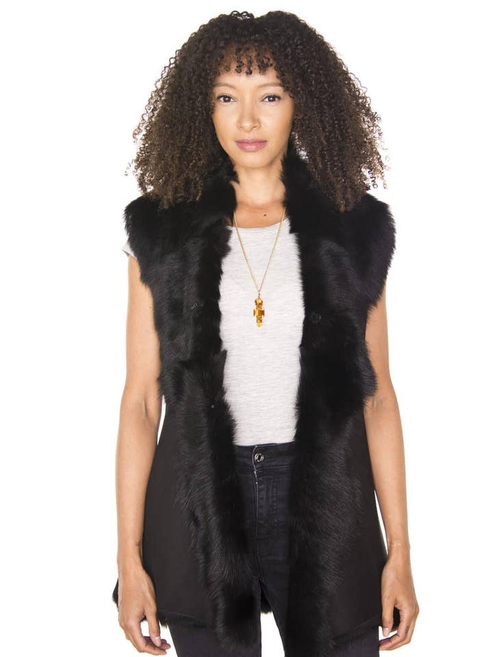 Infinity Leather (Upperclass Fashions Ltd) – wholesale Outerwear Vest - Women’s – Women's Toscana Sheepskin Long Gilet-Sorocaba