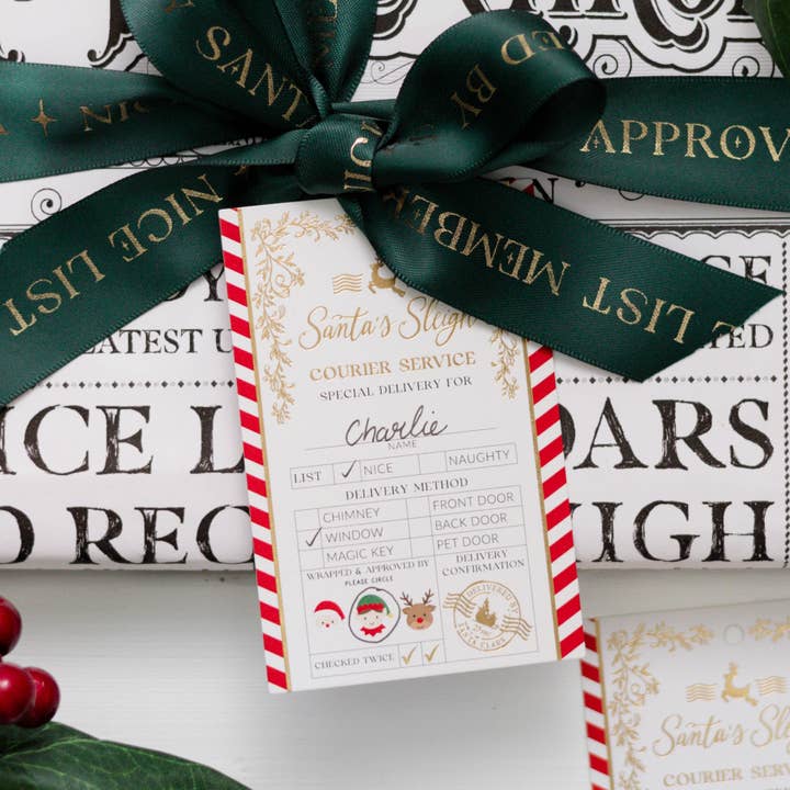 Santa's Sleigh Express Christmas Gift Tags - Set of 6 for wholesale by Black Bow Studio