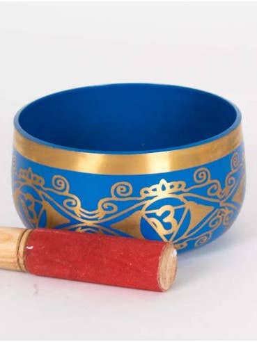 Tibetansk skål med 3. øje chakra i 7 chakras farver for engroshandel hos Kimago's Home