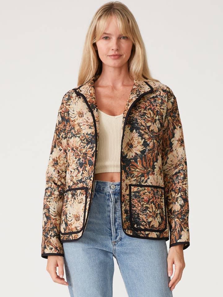 Long Sleeve Floral Tapestry Jacket for wholesale by Lovestitch