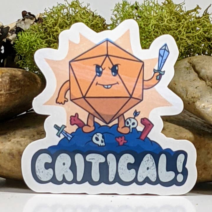 Critical Hit D20 Fighter RPG Inspired Sticker - 2.5" for wholesale by Mimic Gaming Co