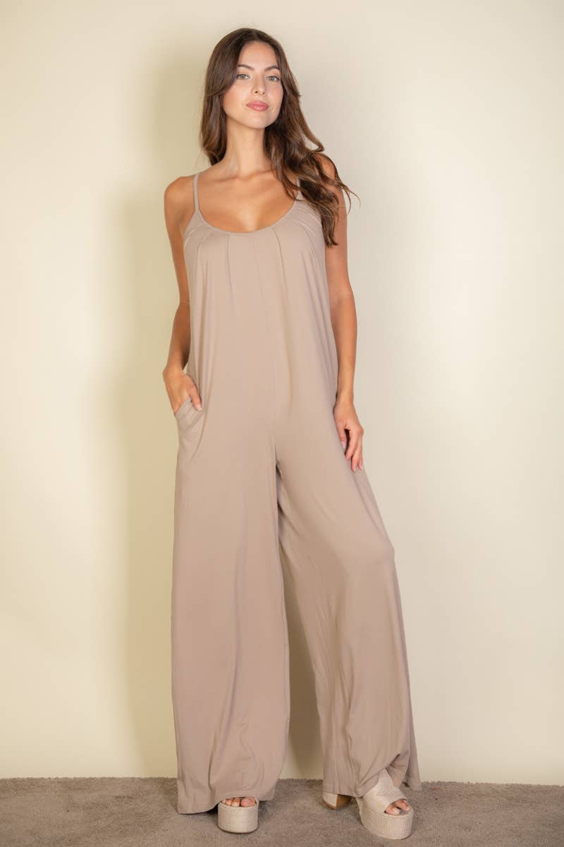 CAPELLA APPAREL - Wholesale Jumpsuit - Women's - Spaghetti strap solid wide jumpsuit9