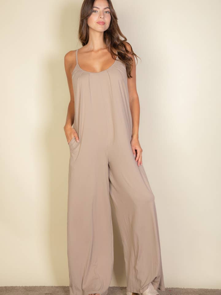 CAPELLA APPAREL - Wholesale Jumpsuit - Women's - Spaghetti strap solid wide jumpsuit9