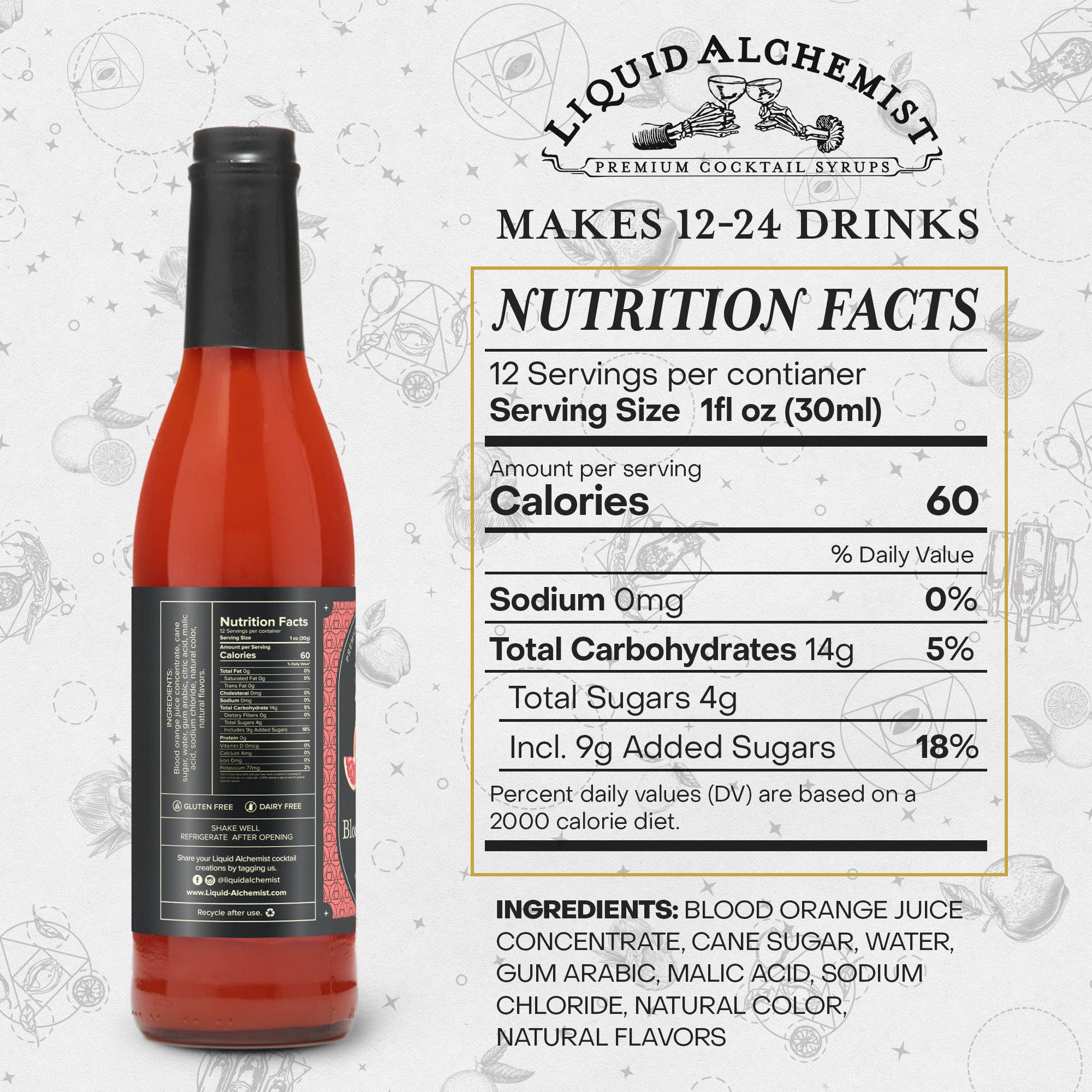 Liquid Alchemist Syrups - Wholesale Cocktail Mix/Syrup - Blood Orange Cocktail Syrup5