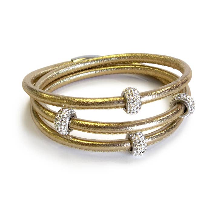 Bracelet Metallic Bedazzle Triple Wrap - More Color Options for wholesale by Liza Schwartz Jewelry