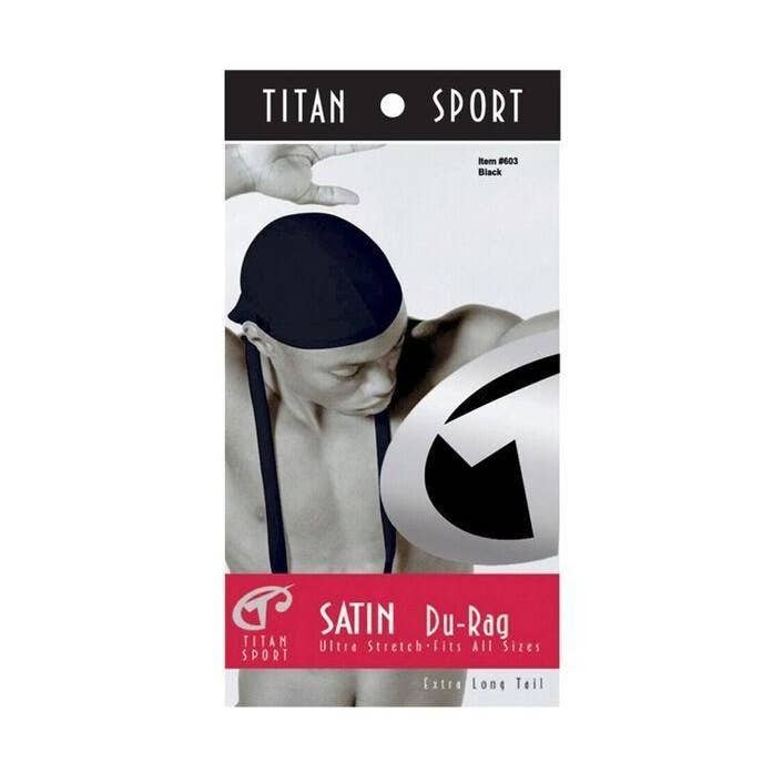 KT Supply - Wholesale Hair Towel/Wrap - Titan Sport Durag Satin Black Extra Long Tail0
