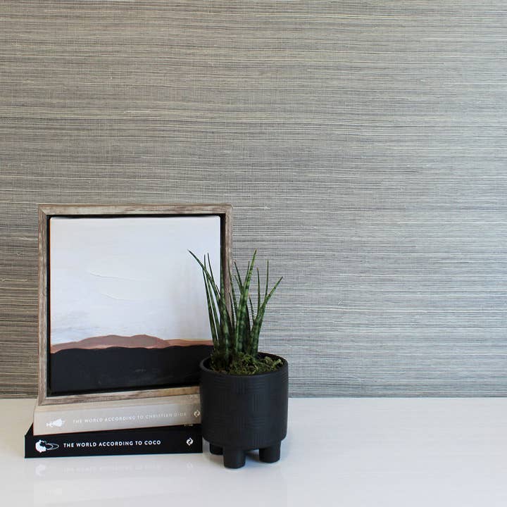 Sisal Light on Soot Authentic Grasscloth Wallpaper, 72 sq ft for wholesale on Faire2