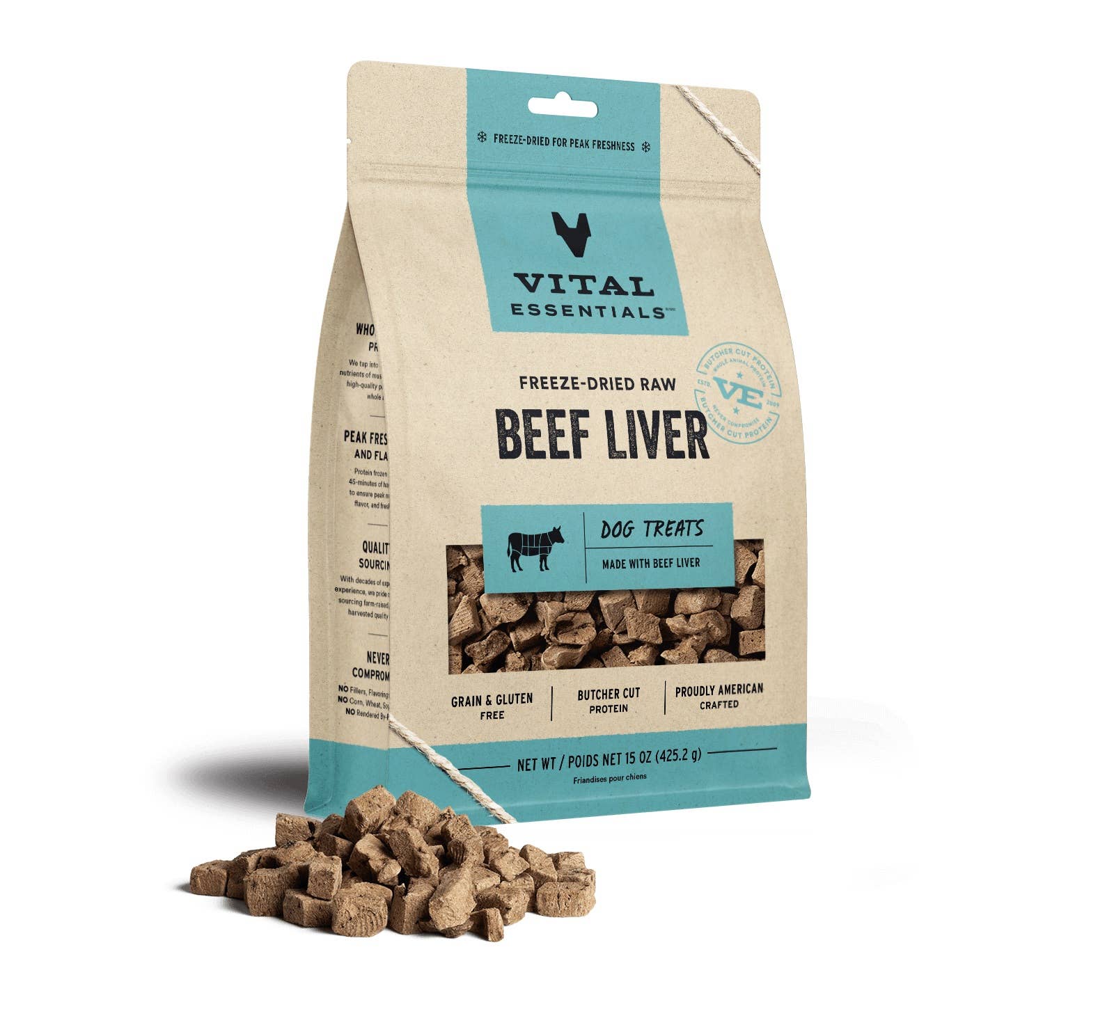 Pet Palette Distribution - Wholesale Pet Treats - Dog - Vital Essentials Freeze-Dried Raw Beef Liver Dog Treats 15oz