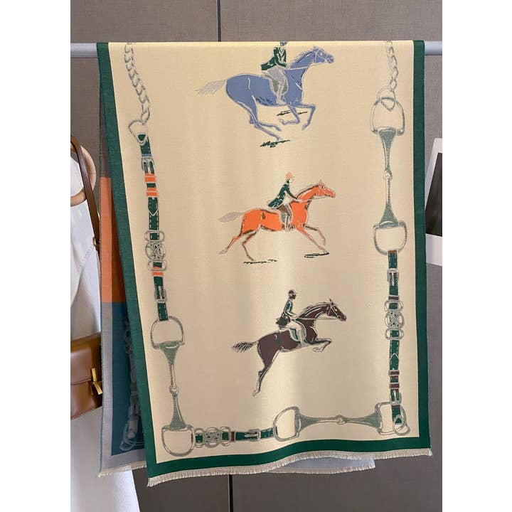 JPC Equestrian - Wholesale Scarf - Women's - AWST Int'l Hunter Horses Acrylic Cashmere Scarf5