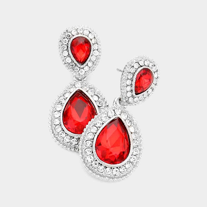 Sensibling Corp. - Wholesale Dangle Earrings - Rhinestone Trim Teardrop Evening Earrings12